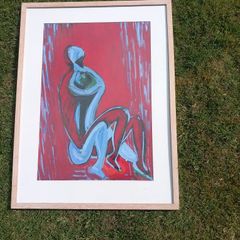 Yona Caffrey, 'Sky Blue Lovers on Red'