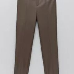 Zara Taupe Faux Leather Trousers