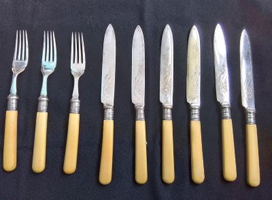 6.Old Table Knives And 3.Forks.
