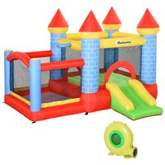 Kids Bouncy Castle Inflatable Trampoline Slide Pool Basket for Kids Age 3-10, 3 x 2.75 x 2.1m