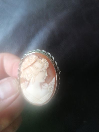 Vintage Large Silver Cameo Pendant&brooch