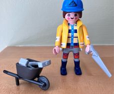 Vintage Playmobil 1992 Female Construction Worker & Tools