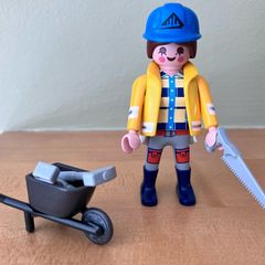 Vintage Playmobil 1992 Female Construction Worker & Tools