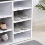 Multi-Storage Shoe Rack w/ 14 Compartments Cushion Moving Shelves Solid Frame Foot Pads Home Office Tidy Organisation Boots Trainers White Image 9