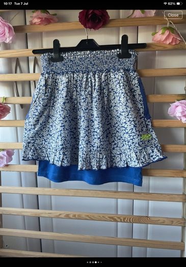 skirt superdry mini skirt medium blue & white floral