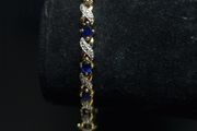 French Made Gold Plated Bracelet with Sapphire-Blue Stones | 18cm