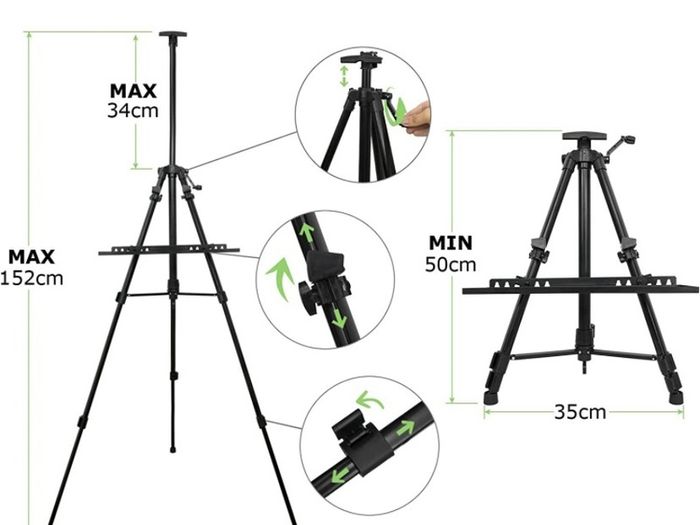 Easel Stand Art Easel for Adults Artists Easel for Painting & Displaying, 50 to 152cm Adjustable Easel, Aluminum Tripod with Portable Bag/Folding Keg/Apron (FREE POSTAGE)