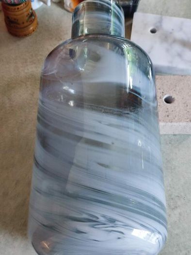 Ikea PS 2017 Glass Vase lina Vuorivirta Blue White Gray Swirl 10.5 INCHES  Sweden