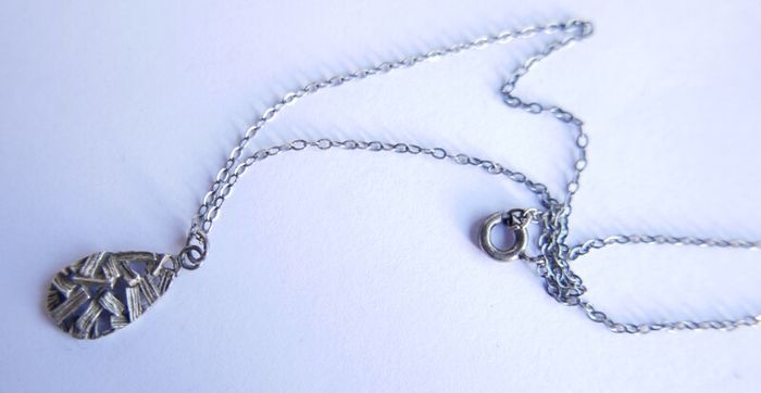 Vintage Sterling Silver 925 Drop Pendant Necklace length 15" - 1,9g