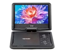 10.1 inch HD Swivel Display Screen, 4 Hours Built-in Rechargeable Battery, Dual Speakers, Support Sync TV/USB/SD Card/CD/DVD, Car Charger, AC Power Adapter, Remote Control