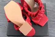EGO red ruched/scrunch mules
