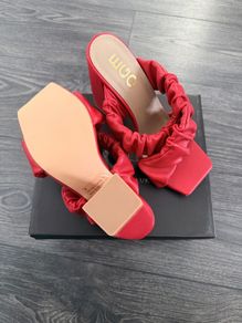 EGO red ruched/scrunch mules