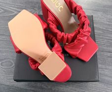 EGO red ruched/scrunch mules
