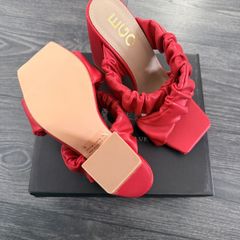 EGO red ruched/scrunch mules