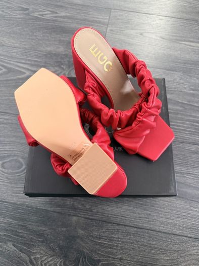 EGO red ruched/scrunch mules