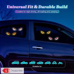 High-Brightness LED Neon Car Window Decoration Light, Wireless Solar Powered, "Devil'S Eye" Triangular Window Lighting, Creating Car Interior