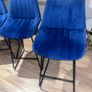 4 blue velvet bar stools Image 4