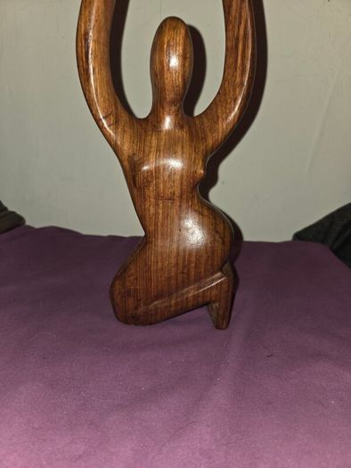 Carved Wooden Yoga Pose Woman