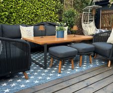 Ex display limited edition 200cm x 300cm navy and white star print indoor/outdoor rug