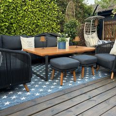 Ex display limited edition 200cm x 300cm navy and white star print indoor/outdoor rug