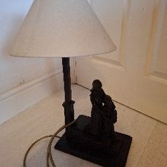 Vintage figurative table lamp with sculptural base depicting a woman and child.