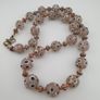 Antique Venetian Style Pinkish Skunk Eyes & Chevron Glass Beads Necklace Image 4