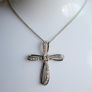 Vintage Sterling Silver  Rhinestone Curved Cross Necklace length 18" - 4,5g Image 2