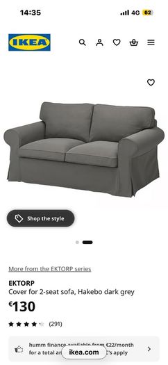 IKEA Ektorp dark grey 2 seater sofa covers