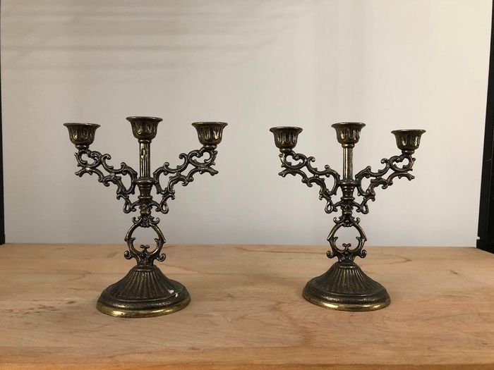 Italian brass mini candelabras