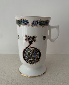 Mug with letter B from the Book of Kells - Royal Tara Fine Bone China Mug with HARP-shaped handle - Nice gift for someone whose name starts with B