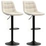Bar Stool Set Swivel Bar Chairs with Backrest, Height-Adjustable, with Footrest, Padded, Beige Image 5