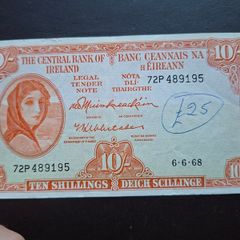 The Central Bank of Ireland. 10 shillings (1968)#4 Nice Condition!