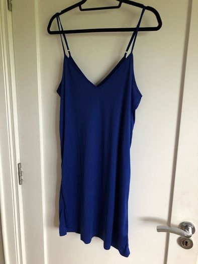 Blue Pattern Wrap Dress with Matching Slip