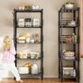 5-Shelf Shelving Unit with Height Adjustable Shelves, Metal Shelves for Storage, Heavy Duty Wire Shelf Unit for Living Room, Kitchen, Garage (Black) Image 7
