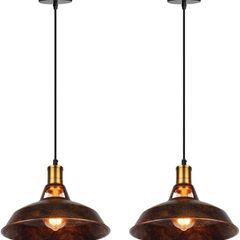 Vintage Industrial Loft Pendant Light Led lamp for Restaurant/Cafe/Bar/Home Especial Creative lamp Chain Pendant Lamp (Rust 2 Pack)