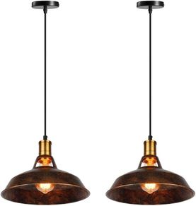 Vintage Industrial Loft Pendant Light Led lamp for Restaurant/Cafe/Bar/Home Especial Creative lamp Chain Pendant Lamp (Rust 2 Pack)