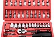 EGOFINE 46 Pieces 1/4" Drive Socket Set&amp;Tool Sets, Ratchet Wrench Set with Bit Socket Set Metric and Extension Bar for DIY, Car Repair and Household with Storage Case