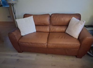 3 Seater Brown Leather Sofa