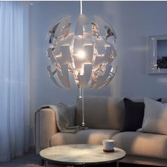 Pendant lamp, white/silver-colour, 52 cm