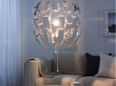 Pendant lamp, white/silver-colour, 52 cm
