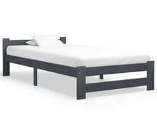 Bed Frame Dark Grey Solid Pine Wood 100x200 cm