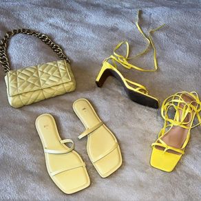 Two yellow sandals and bag bundle