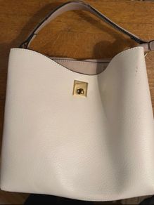 Cream Faux Leather Handbag | Gold Hardware | Work & Everyday Bag