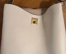 Cream Faux Leather Handbag | Gold Hardware | Work & Everyday Bag