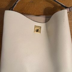 Cream Faux Leather Handbag | Gold Hardware | Work & Everyday Bag