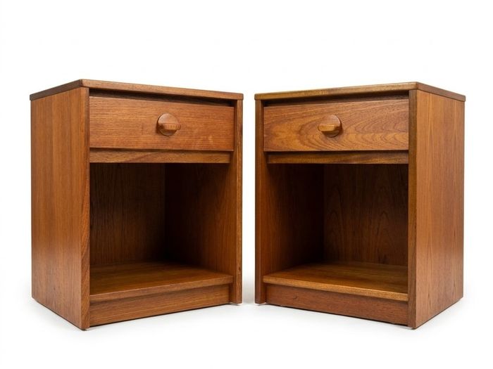 Vintage Retro Mid Century Teak Stag Bedside Cabinets(Pair)