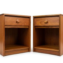 Vintage Retro Mid Century Teak Stag Bedside Cabinets(Pair)