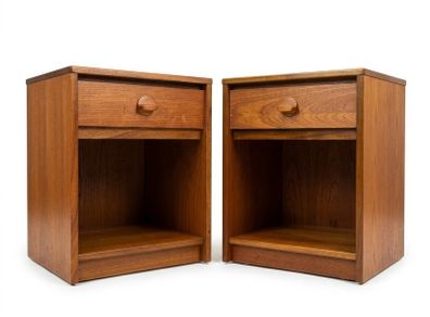 Vintage Retro Mid Century Teak Stag Bedside Cabinets(Pair)