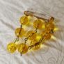 Antique 1930s art deco dangle beaded brooch sunburst brass amber hand blown glass gift vintage Image 4