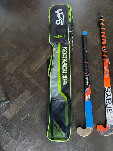 Hockey sticks;  bags & shin guards